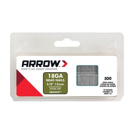 ARROW FASTENER Arrow BN18 18 Ga. X 5/8 in. L Galvanized Steel Brad Nails 1000 pk 0.32 lb BN1810CS